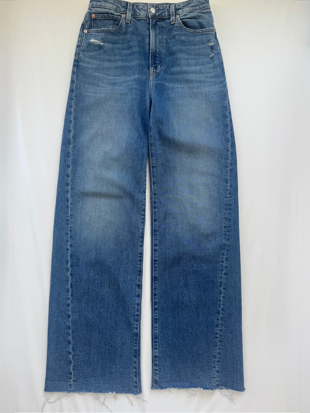 Edwin Nova Voyage Wide Leg Jeans Raw Hem High Rise Size 28